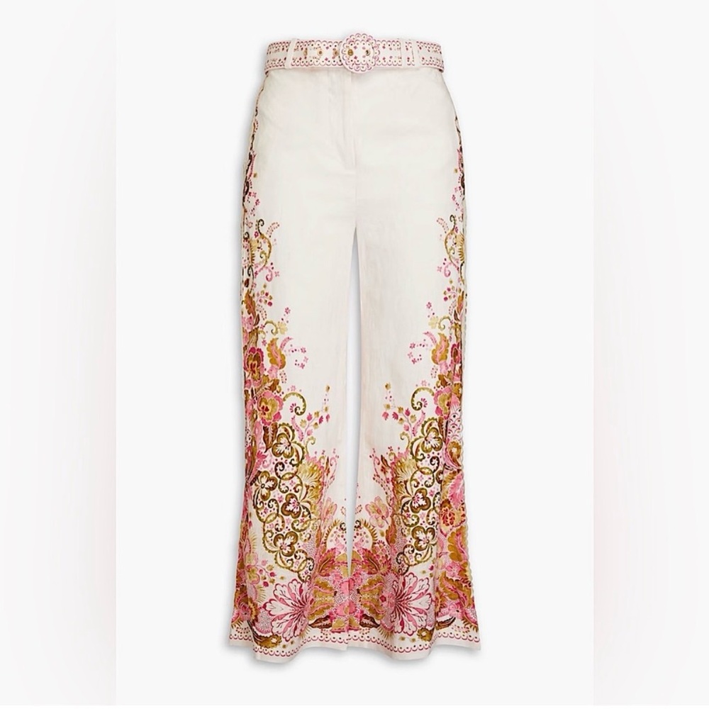 Zimmermann Pink Floral Embroidered Pants Size 0